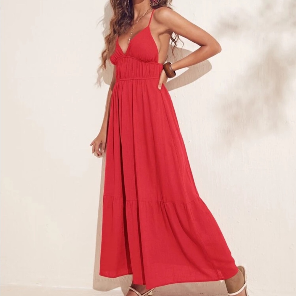 Crossed-back Ruffle Cami Dress